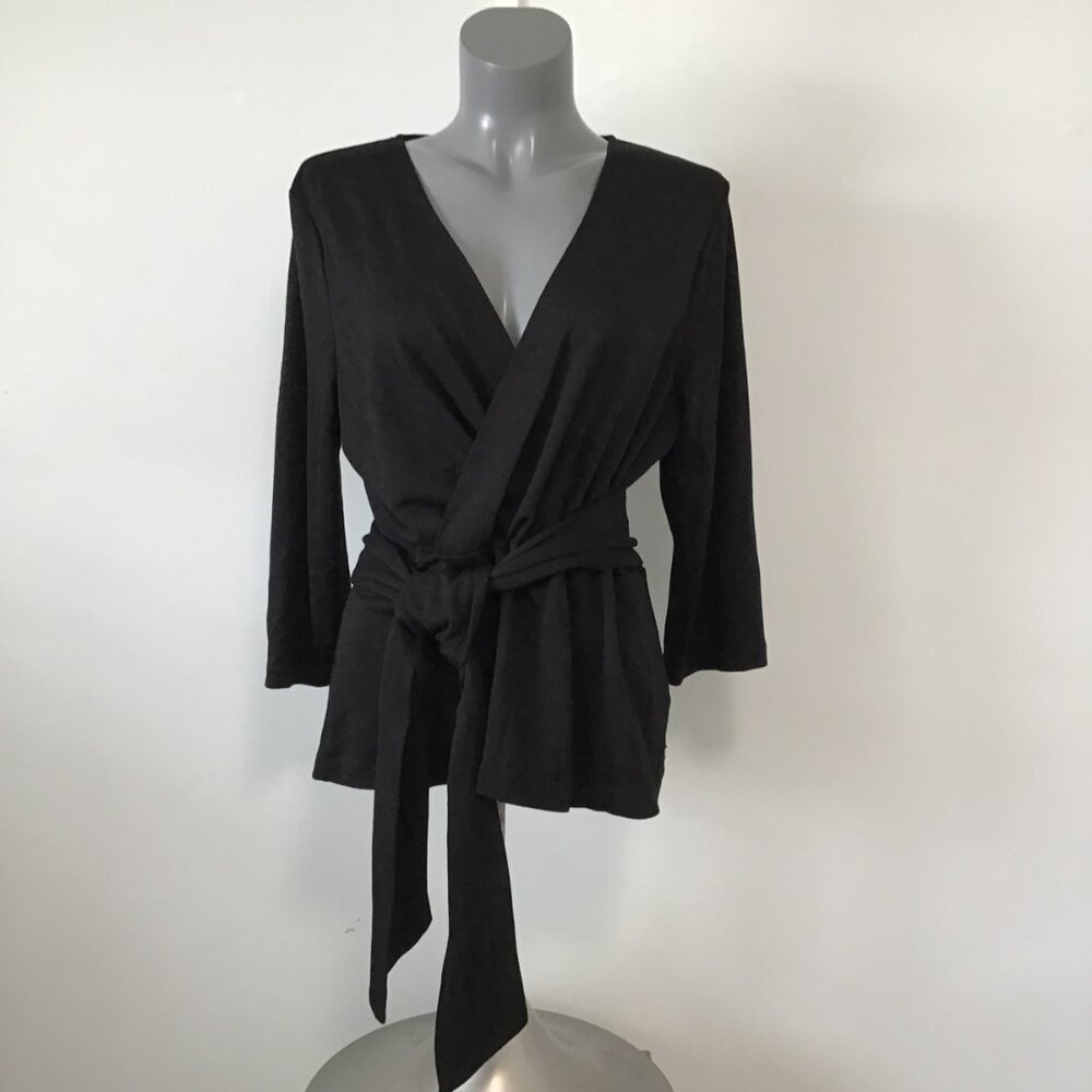 Garcia Deep V-Neck Top with Wrap Around Fabric Tie Belt  Size XL